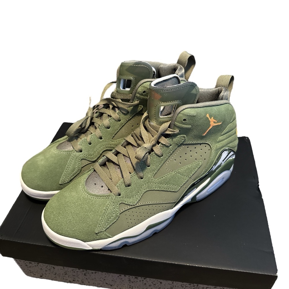 Jordan Green and Orange Sneakers with Modern Silhouette